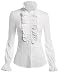 DEARCASE Women's Vintage Style Stand-up Collor Top Victorian Blouse White M