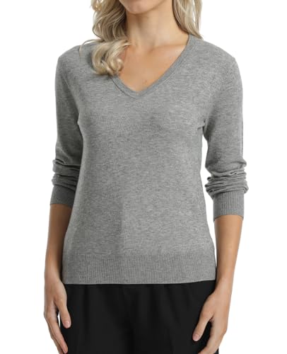 Image of QUALFORT Women's Sweaters Long Sleeve Soft Lightweight Basic Knitted Pullover Sweater