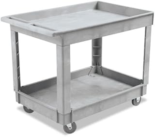 UNISAN Two-Shelf Utility Cart, Plastic Resin, Gray, 40