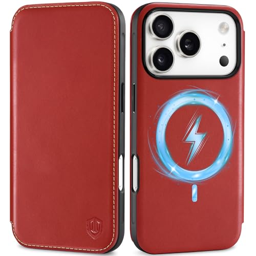 Coque mince iPhone 17 Pro Shieldon rouge protégeant vos cartes et votre écran des chutes