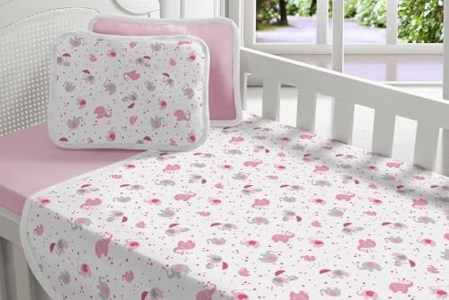 Jogo De Lençol Berço 2 Pçs Malha 100% Algodão Menina Rosa Babyfante 1,30x0,70