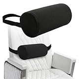CharmBurst Lordosenstütze Auto & Stuhl, Lendenkissen Rückenkissen Kurz, Orthopädisches Lordosekissen Mit Bezug & Gurt, Bandscheibenwürfel Rückenstütze 28x11cm (Schwarz)