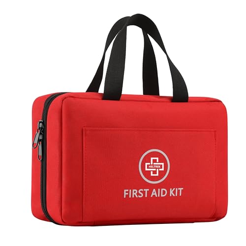 Heltrek First Aid Kit with Labeled Pockets, 450 Piece Well-Organized Large Trauma Medical Kit for...