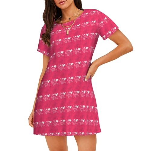 Robe de nuit à manches courtes idéale pour cocooning Saint-Valentin