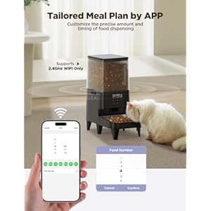Automatic cat feeder 5l feelneedy wifi elevated cat food dispenser automatic with app control for remote feeding 2 4g auto pet feeder timed cat feeder for cats  dogs with low battery alarm black   cucciolini doodles