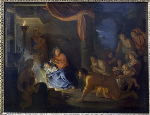 Tableau l'Adoration des bergers par Charles Le Brun, impression sur toile 60x90cm