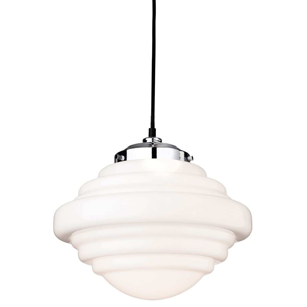 Firstlight Chrome With Opal White Glass Art Deco Pendant,
