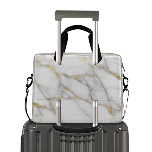 Bolso para portátil blanco con diseño mármol oro miniatura 4