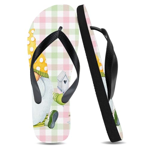Flip Flops for Unisex Rubber Beach Non Slip Yoga Mat Funny Print Flat Thong Sandals Lightweight Comfy Casual Walking Pool Shower Shoes Waterproof Indoor House Slippers Two-Tone Footwear