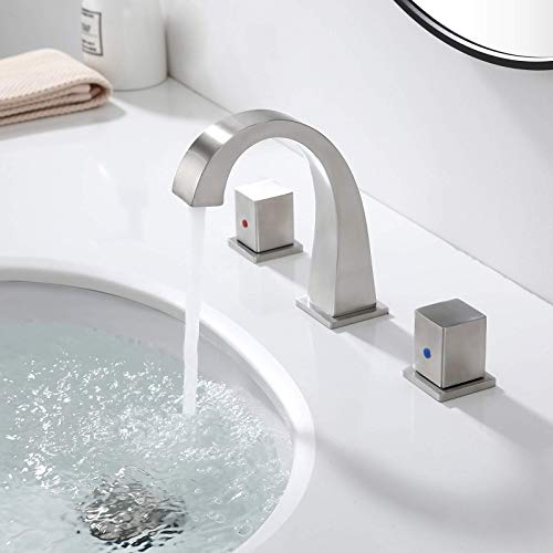 Exclusive Discount 90% Price Bellecto 2 Handle 3 Hole Bathroom Faucet, 8-16 inch Brushed Nickel Modern Widespread Bathroom Sink Faucet with Unique Square Handle, Lavatory Vanity Faucet with cUPC Water Supply Hoses Exclusive Discount 90% Price Bellecto 2 Handle 3 Hole Bathroom Faucet, 8-16 inch Brushed Nickel Modern Widespread Bathroom Sink Faucet with Unique Square Handle, Lavatory Vanity Faucet with cUPC Water Supply Hoses