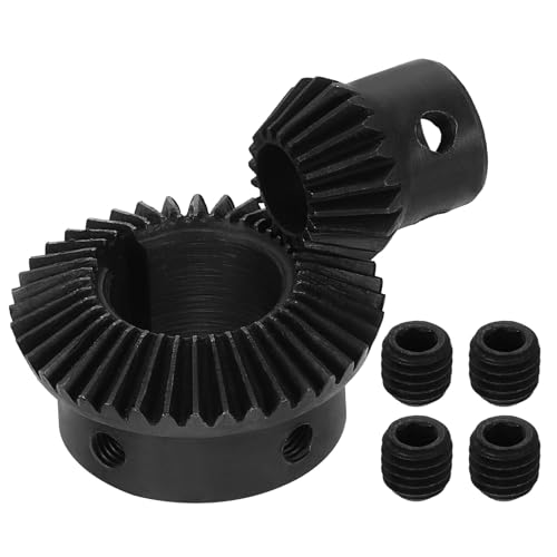 Image of uxcell 2Pcs Tapered Bevel Gears Set, 1 Mod 1:2 (20T /40T) Harden Steel Straight Bevel Gear, 90 Degree Steering Motor Gears, (10mm /19mm Shaft Hole with Keyway)