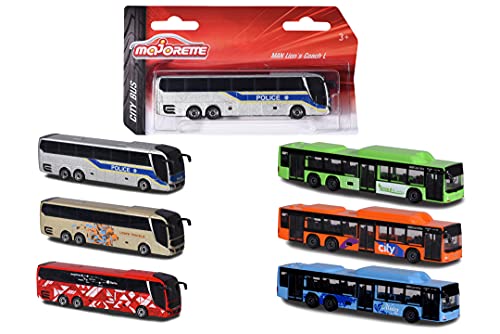 Majorette 212053159 City Bus, Jouet, à Roue Libre et Suspension, carrosserie en méta, 13 cm, pour Enfants à partir de 3 Ans, fourni en 1 pièce, Multicolore