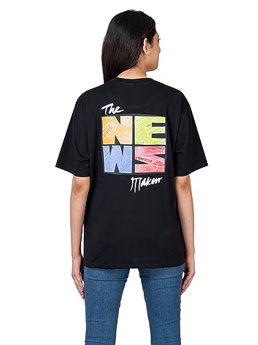 Image of INDYSOUL Women /Girls Casual Supercombed Biowashed Cotton Qversize Tshirt