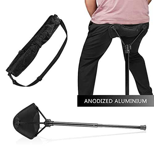 Image of Adjustable Telescopic Folding Stool Portable Single Leg Tall Chair for Outdoor Camping Walking