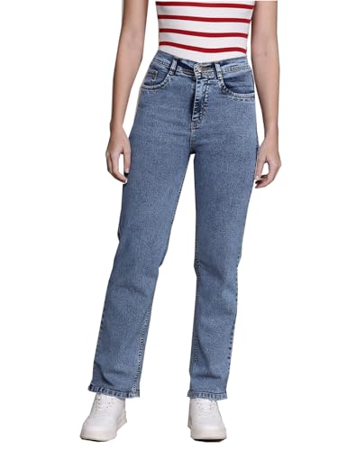 Image of Nifty Womens Mid Rise Denim Stretchable Straight Fit Boyfriend Jeans