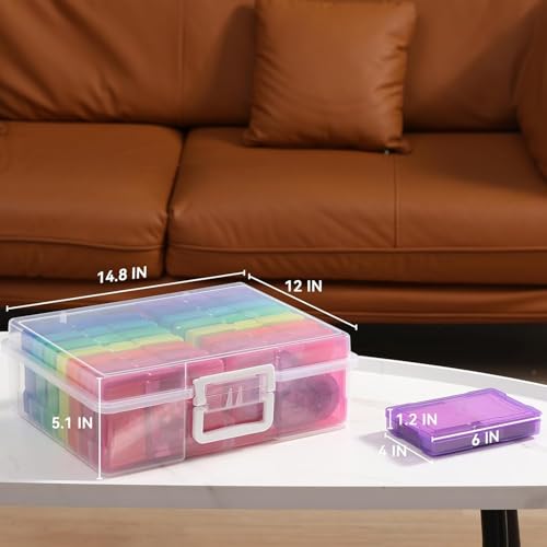 Image of novelinks Photo Storage Box and 16 Inner 4 inch x 6 inch Photo Storage Containers | 2Pack Color, Photo Albums 4x6 Pictures, Photo Organizers and Storage, Card Game Storage, Task Boxes for Special Education