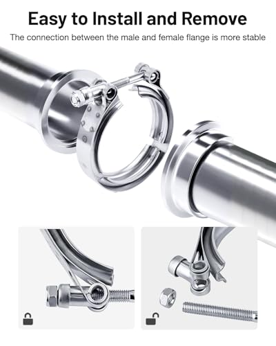 Image of EVIL ENERGY V Band Clamp with Flange Male Female Stainless Steel (1, 4.5 inch)