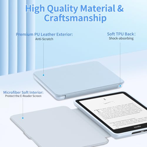 Image of New Kindle Paperwhite 2024 Case 7 inch (12th Gen) & Kindle Colorsoft Signature Edition Case, Sanyetral Slim PU Leather Cover with Soft TPU Back and Auto Sleep /Wake, Not for Remarkable Kobo -Light Blue