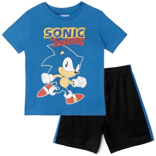 Image of SEGA Sonic the Hedgehog Athletic T-Shirt and Mesh Shorts Outfit Set Toddler to Big Kid Sizes (2T - 18-20)