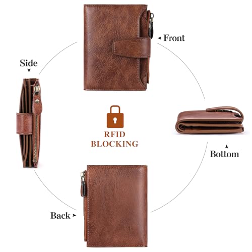 Image of FALAN MULE Small Wallet for Women Leather Bifold Compact RFID Blocking Small Womens Wallet Purse