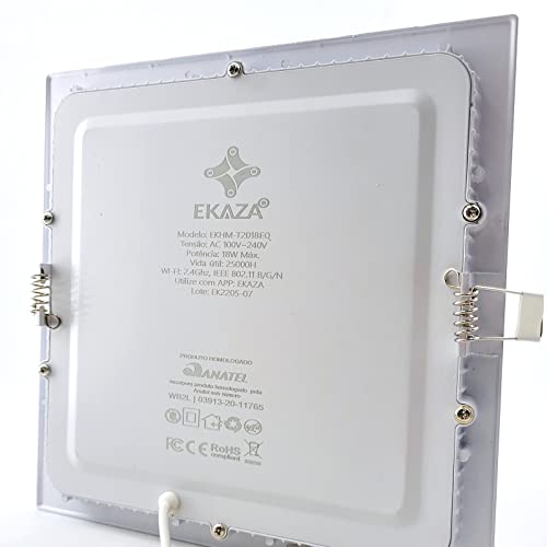 EKAZA Painel de Led Inteligente de Embutir Quadrado, 18w, 1500L, 2700k-6500k + RGB + Dimer, Wi-fi e
