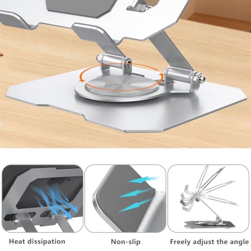Image of Fugetek Tablet Stand, 360 Rotatable Adjustable Tablet Stand Compatible with 4-13 Inch Phone /Tablet, Super Stable Universal Tablet Holder Compatible with iPad, iPhone, Kindle (Silver)