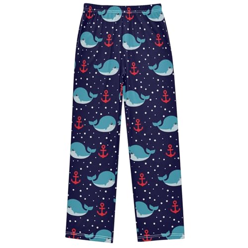 Boy's Pants Cute Nautical Whale Fish Anchor Jogger Pants Elastic Waist Long Bottoms Trousers with Pockets 6-14 Years