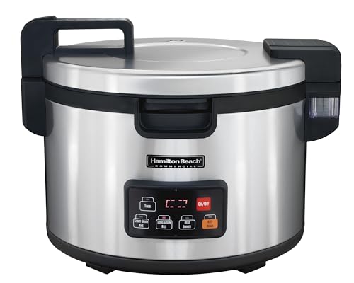 Hamilton Beach Commercial 37590 Rice Cooker/Warmer, 90 Cups Cooked Rice Capacity, Double-Wall Insulated, Nonstick Inner Pot, Hinged Lid, Stainless Steel Housing, NEMA 6-15P Plug Type, Conforms to NSF