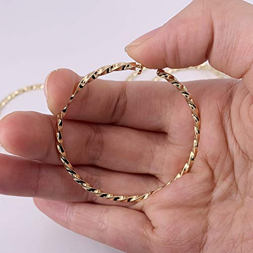 Aretes Clip On Grandes Argolla Enrollada Oro Plata miniatura 6