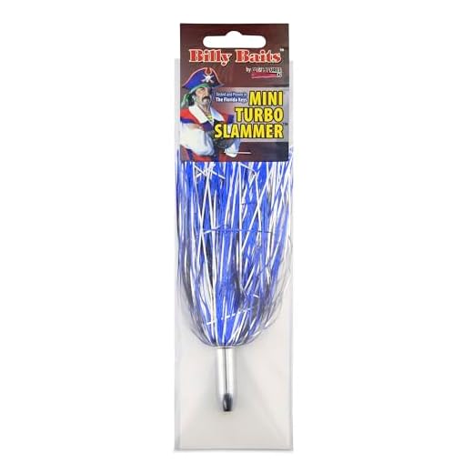 Billy Baits Mini Turbo Slammer Lure, Blue Silver/Blue Firetip, Concave Head, 5.5 inch