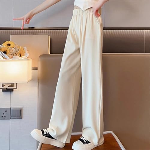 Kids Girls Baggy Straight Pants Solid Color Elastic Waist Comfy Joggers Lightweight Casual Loose Comfy Soft Trouser3