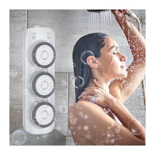 Electric Back Brush for Shower, Electric Shower Back Scrubber Wall Mounted, Automatic Shower Scrubber for Body, White