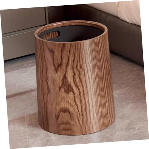 Caneca rectangular para basura con diseño madera rústica miniatura 6