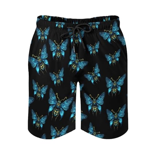 Bee with Butterfly Wings Mens Swim Trunks Quick Dry Beach Swimming Shorts with Mesh Lining and Pockets3