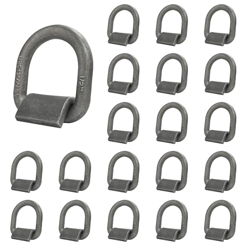 Image of Grandroad auto 20 Pack Weld-On Forged D Ring, Heavy Duty 1 /2 inch D-Ring Trailer Tie Down Anchor with MBS:12,000 lbs for Trailer, Truck Cargo, RV, ATV Tiedowns, Farm Applications and More.