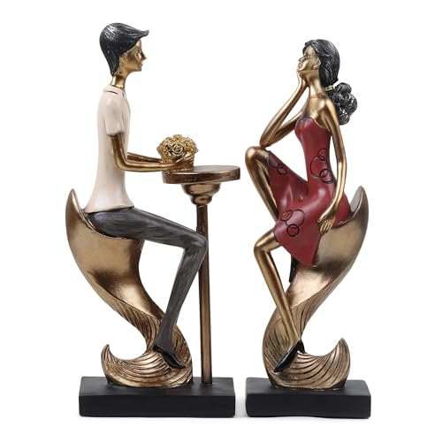Image of ARMONIA Romantic Decorative Couple Figurine Set |Showpiece for Home Decor|Resin Statue| Elegant Sculpture for Anniversary,Valentine's Day,Wedding&Gift Items 26cm
