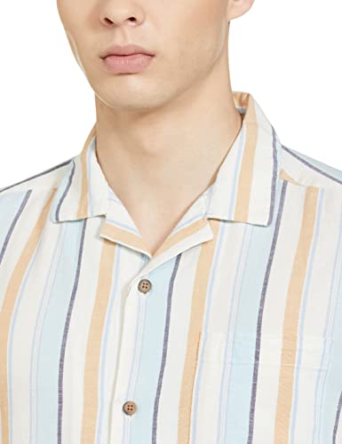Image of max Men Cotton Striped Resort Collar Slim Fit Casual Shirt
