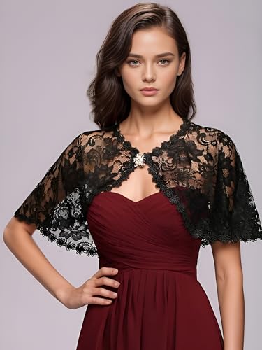 MisShow Women's Lace Appliques Shawls Wedding Bridal Cape Shoulder Covers Bolero4