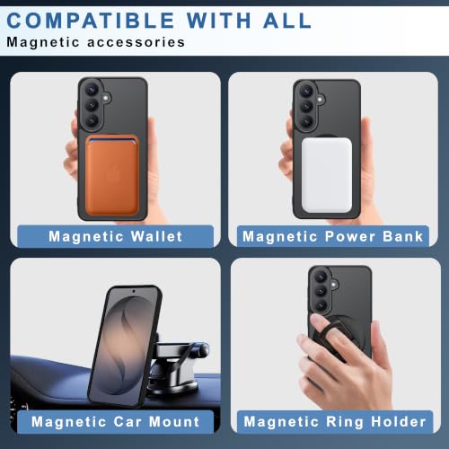 Image of CEDO Magnetic Cover for Samsung Galaxy S26 (5G) | Compatible with MagSafe Wireless Charging | Matte Black Case Designed with Magnetic Lock Shockproof Edge Protection Backcover (Translucent Black)