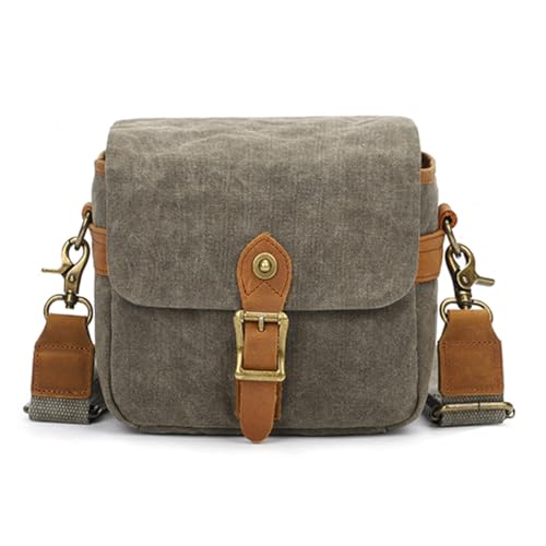 Sac photo reflex en toile imperméable | Mini bandoulière Vert armée