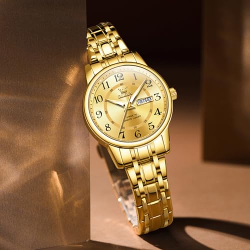 Image of OLEVS Watch Women Two Tone Watches for Women with Date Dress Womens Watches for Small Wrists Luxury Easy Read Women's Watch Waterproof Blue /Black /Gold /Silver Dial Reloj para Mujer