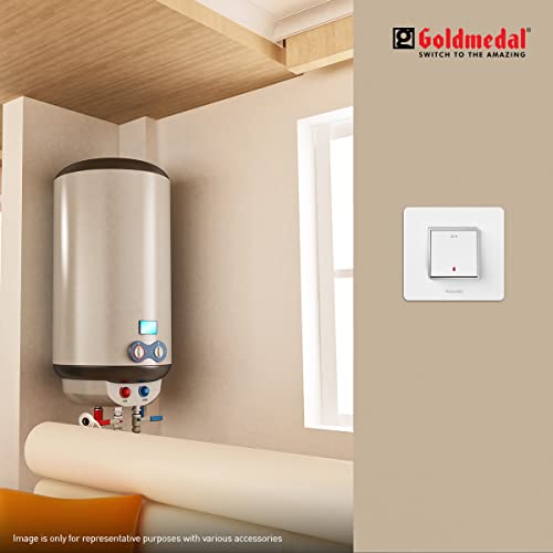 Image of Goldmedal Air Aura 32 Ampere Double Pole Switch With Indicator, White - (Pack of 10)