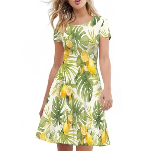 Image of AFPANQZ Womens Casual Summer Lightweight Vintage Dress Short Sleeve Midi Dress Knee-Long Luxury Formal Dress
