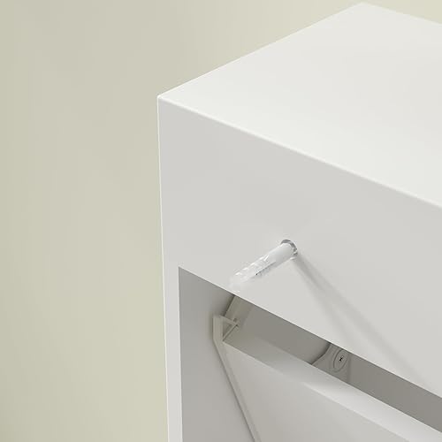 Miniatura 8 de JOZZBY Armario de zapatos para entrada, delgado, color blanco, con 3 cajones abatibles, almacenamiento oculto de zapatos, gabinete estrecho de