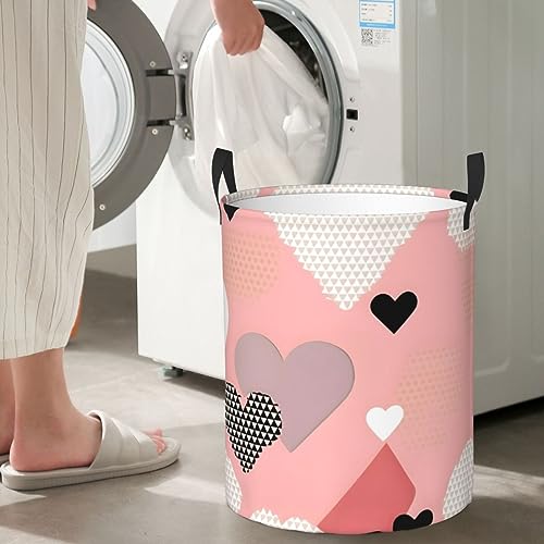 Panier à linge rond graphique d'amour abstrait pour chambre - 7