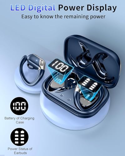Image of Wireless Earbuds 2026, Bluetooth 5.4 Headphones Sport, 50H Deep Bass Sound Over Ear Buds with 4 ENC Noise Cancelling Mic, Dual LED Display, IP7 Waterproof Earphones with Earhook for Running /Gym