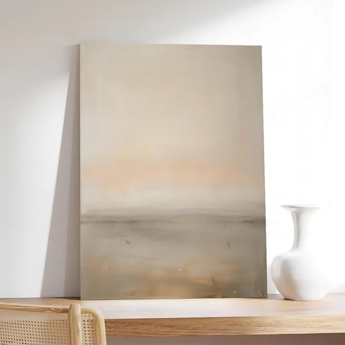 Toile abstraite beige pour apaiser les murs du salon - 7