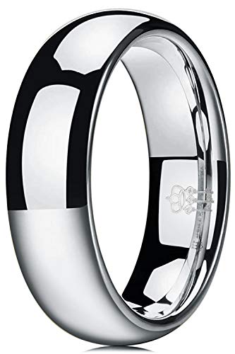 Three Keys Jewelry Anillo de boda de tungsteno de plata para hombres y mujeres de 2 mm, 4 mm, 6 mm, 8 mm, 12, Tungsteno, Sin piedras preciosas
