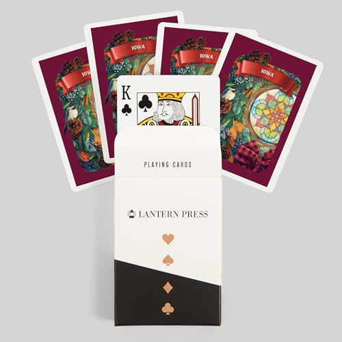 Baraja de 52 cartas poker Lantern Press Iowa con caja miniatura 6