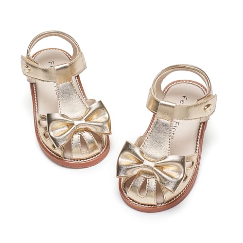 Image of Felix & Flora Toddler Girls Sandals Soft Rubber Princess Flat Shoes Flower Girl Shoes
